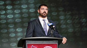 Jul 25, 2023; Charlotte, NC, USA;  Louisville offensive lineman Bryan Hudson answers questions during ACC Media Days at The Westin Charlotte. Mandatory Credit: Jim Dedmon-Imagn Images