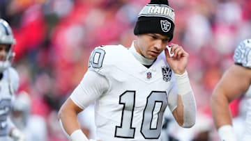 Las Vegas Raiders QB Desmond Ridder.