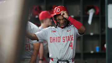 Mar 2, 2025; Arlington, TX, USA; Ohio State plays Oregon State during the Amegy Bank College Baseball Series presented by Kubota Weekend 3 at Globe Life Field. Mandatory Credit: Jim Cowsert-Imagn Images