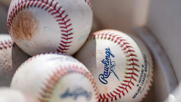 Practice baseballs are stored in buckets at the Cincinnati Reds Player Development Complex in Goodyear, Ariz., on Friday, Feb. 14, 2025.