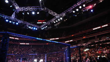 May 13, 2023; Charlotte, North Carolina, USA; The octagon is seen before a heavyweight bout between