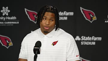 Cardinals defensive lineman Walter Nolen speaks during the introductory news conference inside the training facility