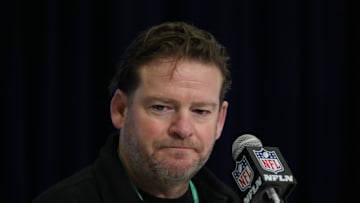 Feb 27, 2024; Indianapolis, IN, USA; Seattle Seahawks general manager John Schneider speaks at a press conference at the NFL Scouting Combine at Indiana Convention Center. Mandatory Credit: Kirby Lee-USA TODAY Sports