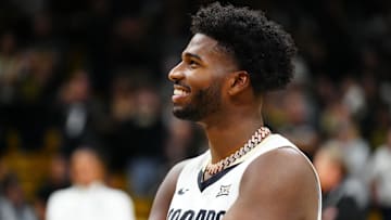 Dec 21, 2024; Boulder, Colorado, USA; Colorado Buffaloes quarterback Shedeur Sanders before the game against the Bellarmine Knights at CU Events Center. Mandatory Credit: Ron Chenoy-Imagn Images