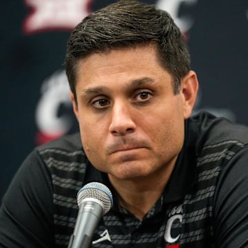 University of Cincinnati men’s basketball head coach Wes Miller speaks during a press conference at the University of Cincinnati on Tuesday, Sept. 16, 2025.