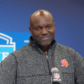 Tampa Bay Buccaneers coach Todd Bowles speaks during the NFL Scouting Combine.