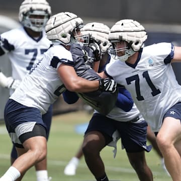 Dallas Cowboys tackle Matt Waletzko during training camp at the River Ridge Fields in Oxnard 