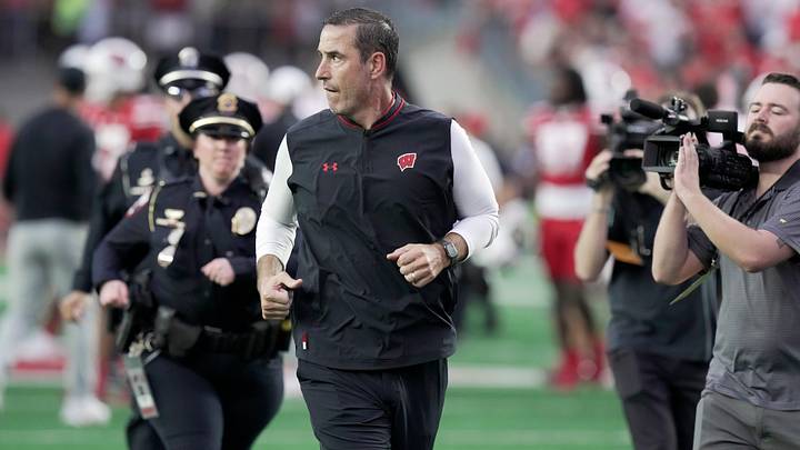 Wisconsin head coach Luke Fickell runs off the field after their 34-0 loss to Ohio State Saturday, October 18, 2025 at Camp Randall Stadium in Madison, Wisconsin.