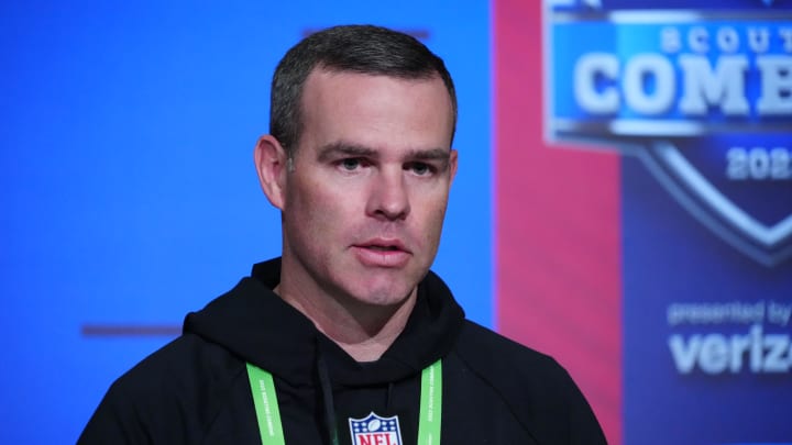 Mar 1, 2022; Indianapolis, IN, USA; Buffalo Bills general manager Brandon Beane during the NFL