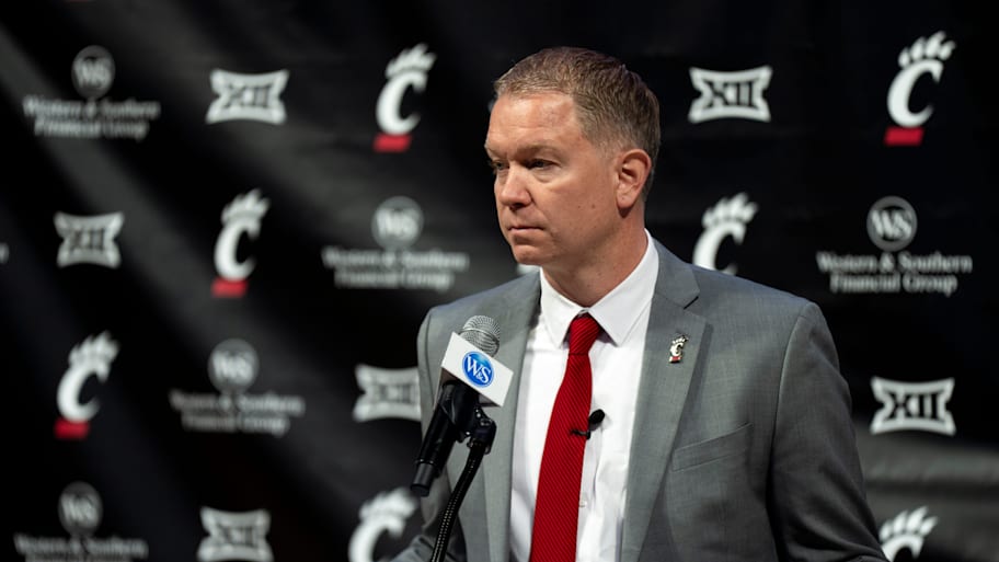 Cincinnati head coach Jerrod Calhoun speaks during a press conference announcing him as the head men's basketball coach.