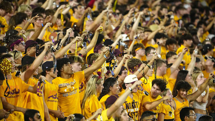 ASU fans hold the keys out for a kickoff during a game against Wyoming at Mountain America Stadium on Aug. 31, 2024, in Tempe.