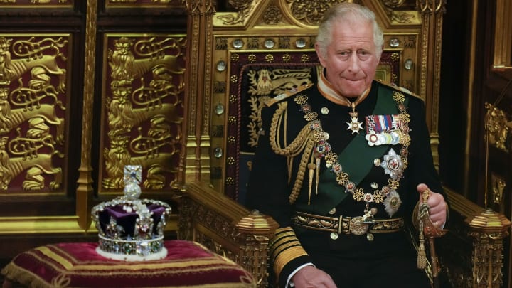 King Charles III (then still a prince) at the State Opening of Parliament in May 2022.