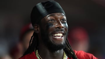 Aug 19, 2025; Anaheim, California, USA; Cincinnati Reds shortstop Elly De La Cruz (44)