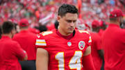 Kansas City Chiefs punter Matt Araiza (14).