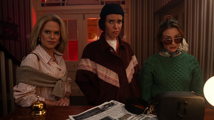 Sinead Keenan as Robyn Winters, Caoilfhionn Dunne as Dara Friel, Roisin Gallagher as Saoirse Shaw in How to Get to Heaven from Belfast 