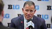 Rutgers head coach Greg Schiano. Credit: Lucas Peltier-Imagn Images