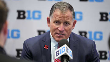 Rutgers head coach Greg Schiano. Credit: Lucas Peltier-Imagn Images