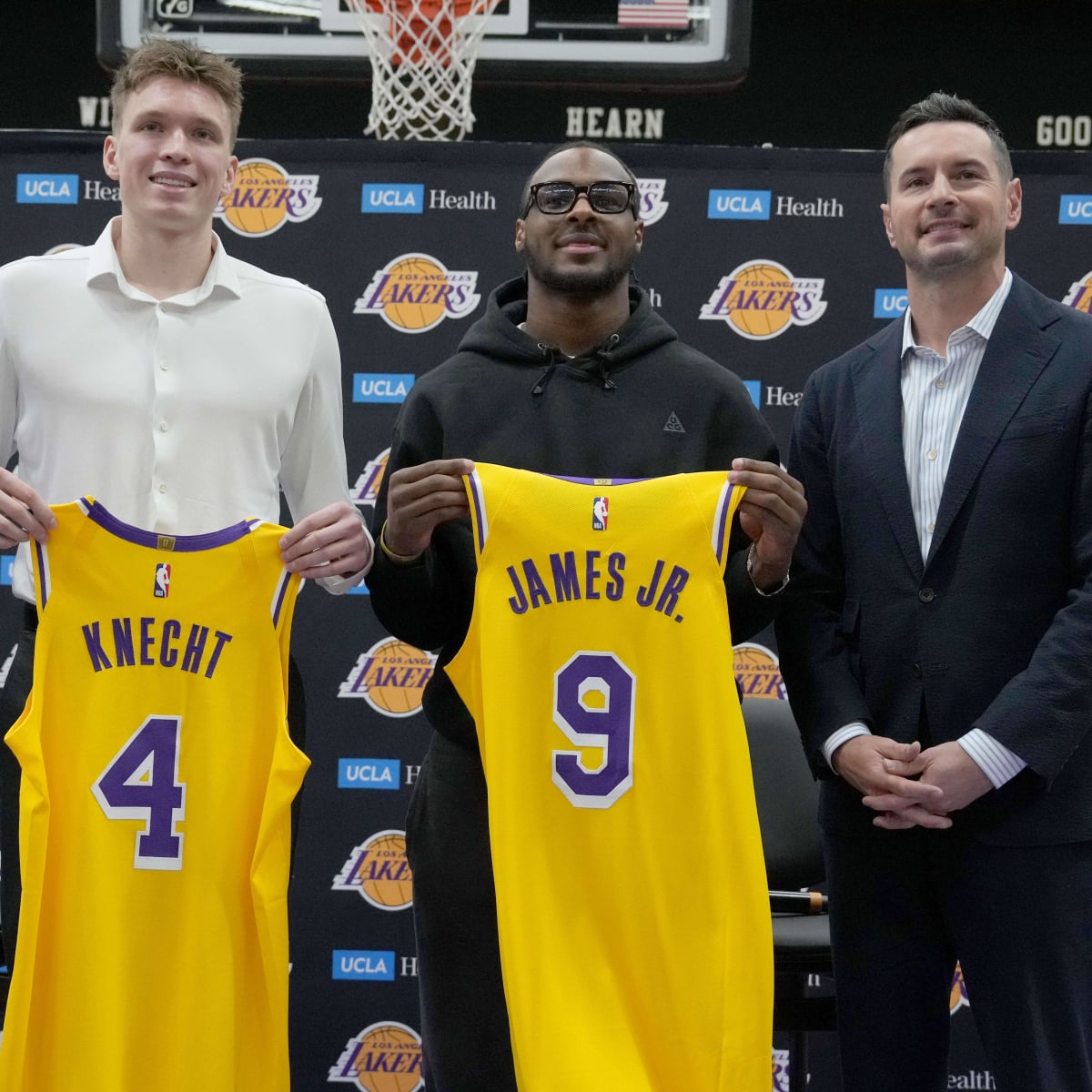 First Photo of Bronny James Wearing No. 9 Lakers Jersey Is Pretty Wild