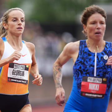 Georgia Hunter Bell races in Philadelphia last month