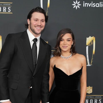 Josh Allen and Hailee Steinfeld at the 14th annual NFL Honors. One of them was named MVP. The other was very happy for the one who won.