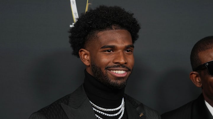 Feb 6, 2025; New Orleans, LA, USA; Shedeur Sanders on the red carpet before Super Bowl LIX NFL Honors at Saenger Theatre. Feb 6, 2025; New Orleans, LA, USA; Shedeur Sanders on the red carpet before Super Bowl LIX NFL Honors at Saenger Theatre.