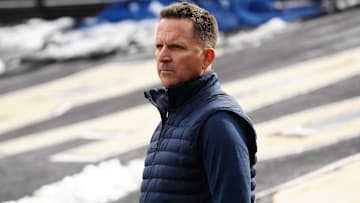 Nov 5, 2022; Boulder, Colorado, USA; Denver Broncos general manager George Paton before the game between the Oregon Ducks against the Colorado Buffaloes at Folsom Field. Mandatory Credit: Ron Chenoy-Imagn Images