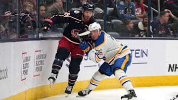 Noah Ostlund (36) in a preseason game against the Blue Jackets