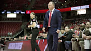 Wisconsin coach Greg Gard is shown during the first half of their preseason game against Wis.-River Falls Wednesday, Oct. 30, 2024. at the Kohl Center in Madison, Wis.