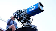 Detailed view of an NFL on Fox Sports broadcast camera.