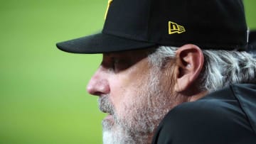 Jul 26, 2024; Phoenix, Arizona, USA; Pittsburgh Pirates manager Derek Shelton (17) looks on against the Arizona Diamondbacks during the first inning at Chase Field. Mandatory Credit: Joe Camporeale-USA TODAY Sports