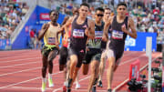 Jun 30, 2024; Eugene, OR, USA; Bryce Hoppel and Hobbs Kessler place first and second in the 800m in a meet record 1:42.77 and 1:43.64 during the US Olympic Team Trials at Hayward Field. Mandatory Credit: Kirby Lee-USA TODAY Sports