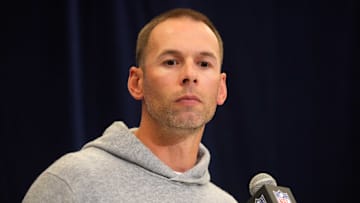 Feb 25, 2025; Indianapolis, IN, USA; Arizona Cardinals coach Jonathan Gannon speaks during the NFL Scouting Combine at the Indiana Convention Center. Mandatory Credit: Kirby Lee-Imagn Images