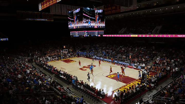 Mar 7, 2026; Los Angeles, California, USA; A general overall view of the Galen Center during the game between the UCLA Bruins and the Southern California Trojans. Mandatory Credit: Kirby Lee-Imagn Images