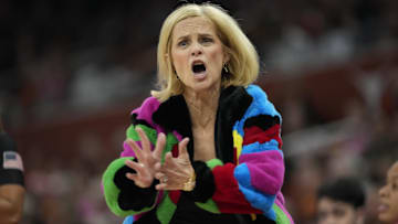 Feb 16, 2025; Austin, Texas, USA; Louisiana State Lady Tigers head coach Kim Mulkey reacts to a call during the second half against the Texas Longhorns at Moody Center. Mandatory Credit: Scott Wachter-Imagn Images