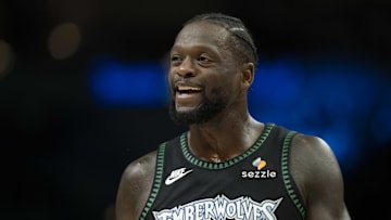 Oct 29, 2025; Minneapolis, Minnesota, USA; Minnesota Timberwolves forward Julius Randle (30) looks on against the Los Angeles Lakers in the first half at Target Center. Mandatory Credit: Jesse Johnson-Imagn Images