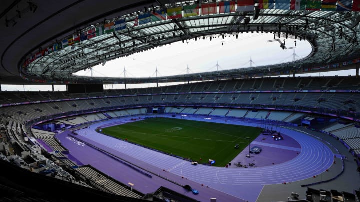 A general view of the track before athletics competition during the Paris 2024 Olympic Summer Games