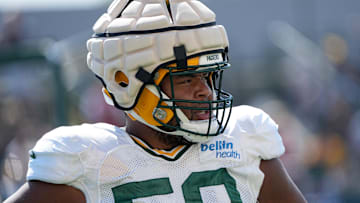 Green Bay Packers guard Zach Tom (50) is shown  Tuesday, August 16, 2022 during training camp in Green Bay, Wis. It was the first of two days of joint practices for the Green Bay Packers and New Orleans Saints.

Packers16 13
