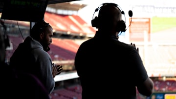 Cincinnati Reds first baseman Joey Votto participates in the live television broadcast