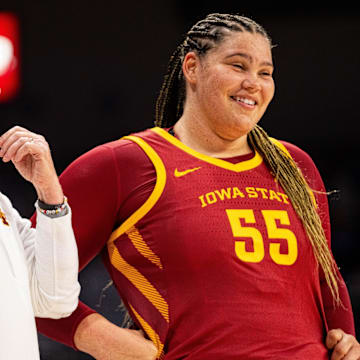Iowa State’s Audi Crooks (right) has averaged 27.6 points per game this season and dropped 30 points against Northern Illinois on Sunday.