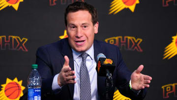 Suns owner Mat Ishbia speaks with the press during a news conference at Footprint Center in Phoenix on May 1, 2024.