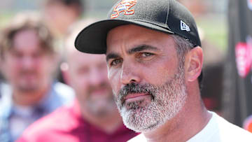 Cleveland Browns head coach Kevin Stefanski meets with the media before practice at the Browns training facility in Berea, Ohio.