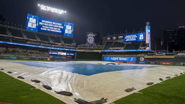 May 18, 2026; Minneapolis, Minnesota, USA; A general view of Target Field during a rain delay in a game between the Minnesota Twins and Houston Astros at Target Field. Mandatory Credit: Jesse Johnson-Imagn Images