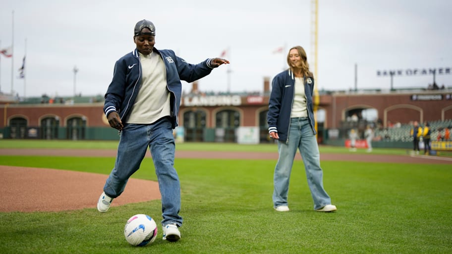 Racheal Kundananji and Dorian Bailey of Bay FC at Oracle Park 
