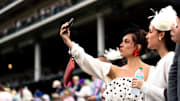 Avery and Brooke Tritz take a selfie together during the Kentucky Derby 2025 at Churchill Downs in Louisville