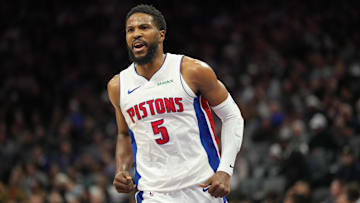 Dec 26, 2024; Sacramento, California, USA; Detroit Pistons guard Malik Beasley (5) : Kelley L Cox-Imagn Images