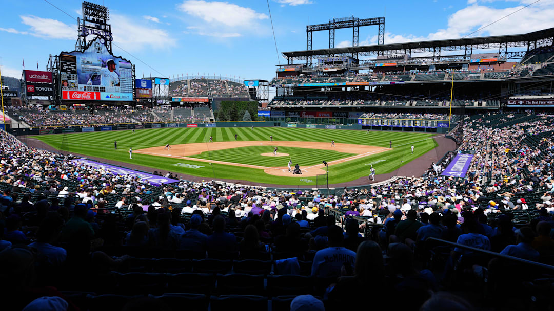 General view of Coors Field during the game between Pittsburgh Pirates against the Colorado Rockies.
