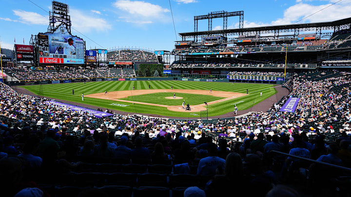 General view of Coors Field during the game between Pittsburgh Pirates against the Colorado Rockies.