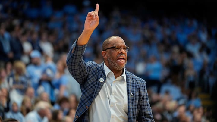 Head Coach Hubert Davis during North Carolina versus American University