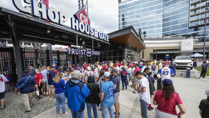 Apr 6, 2023; Cumberland, Georgia, USA; Pregame scenes from the game between the San Diego Padres and the Atlanta Braves on opening day in Atlanta at Truist Park. Mandatory Credit: Dale Zanine-USA TODAY Sports