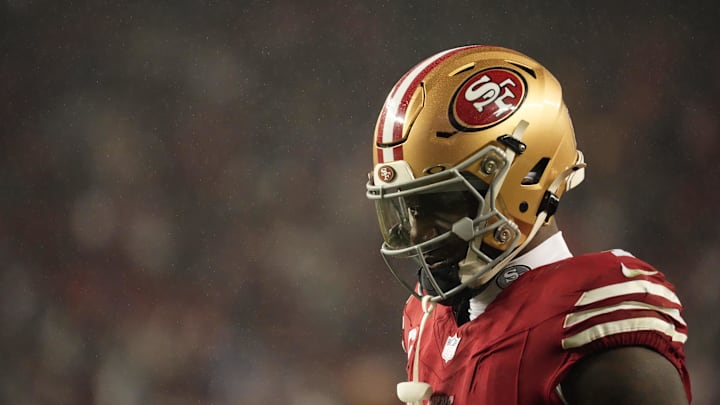 San Francisco 49ers wide receiver Deebo Samuel Sr (1) during the final seconds of the game against the Los Angeles Rams at Levi's Stadium. San Francisco 49ers wide receiver Deebo Samuel Sr (1) during the final seconds of the game against the Los Angeles Rams at Levi's Stadium.